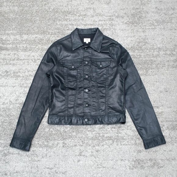 Ag Adriano Goldschmied Jackets & Blazers - AG Adriano Goldschmied Robyn Coated Denim Black Jacket Medium Grunge Biker Retro